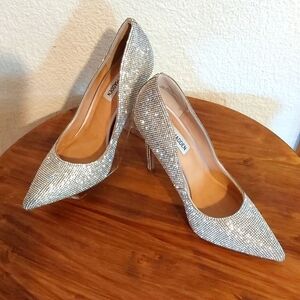 Steve Madden Womens Sparkle Rhinestone Crystal Sparkle High Heels Sz.7